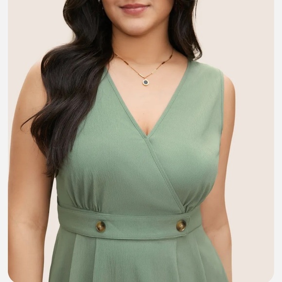 BloomChic 4XL Plain Wrap Button Detail Pleated Tank Dress us26 - Picture 3 of 5